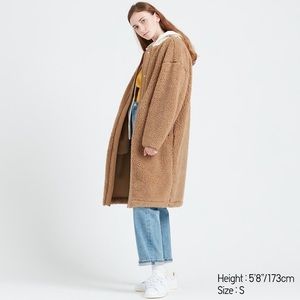 Uniqlo Pile Lined Fleece Collarless Coat